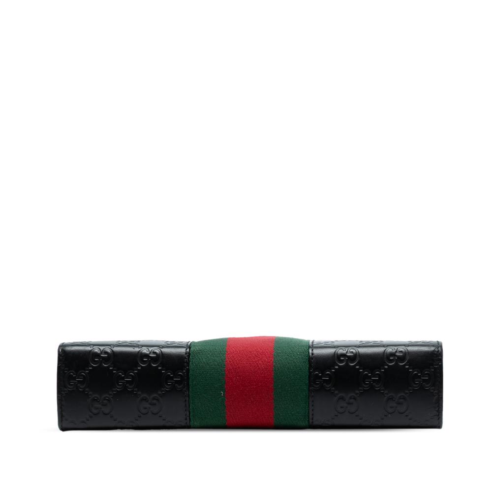 Gucci AB Gucci Black Calf Leather Guccissima Web Clutch Italy