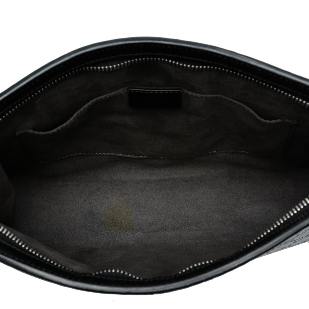 Gucci AB Gucci Black Calf Leather Guccissima Web Clutch Italy