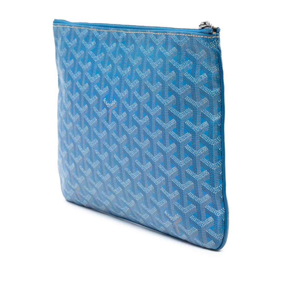 Goyard AB Goyard Blue Coated Canvas Fabric Goyardine Senat MM France