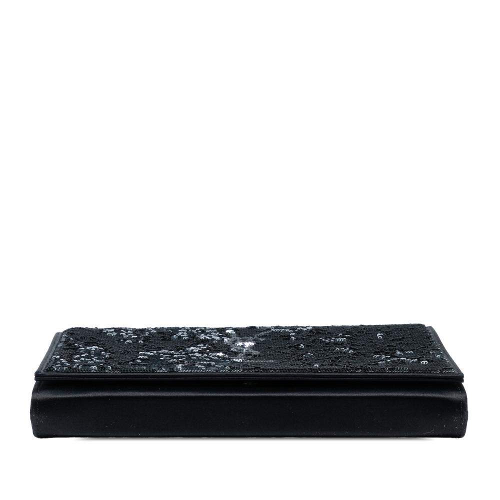 Saint Laurent AB Saint Laurent Black Sequin Other Monogram Kate Wallet on Chain Italy