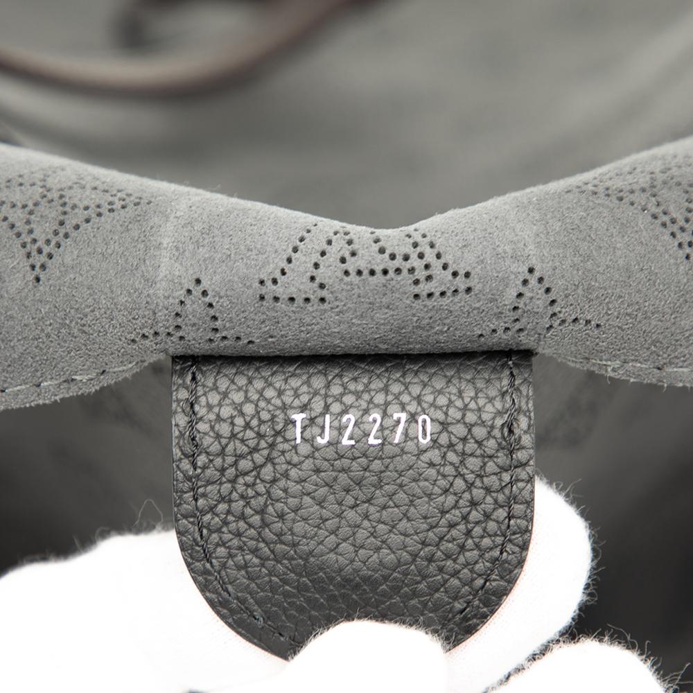 Louis Vuitton B Louis Vuitton Black Calf Leather Monogram Mahina Hina MM France