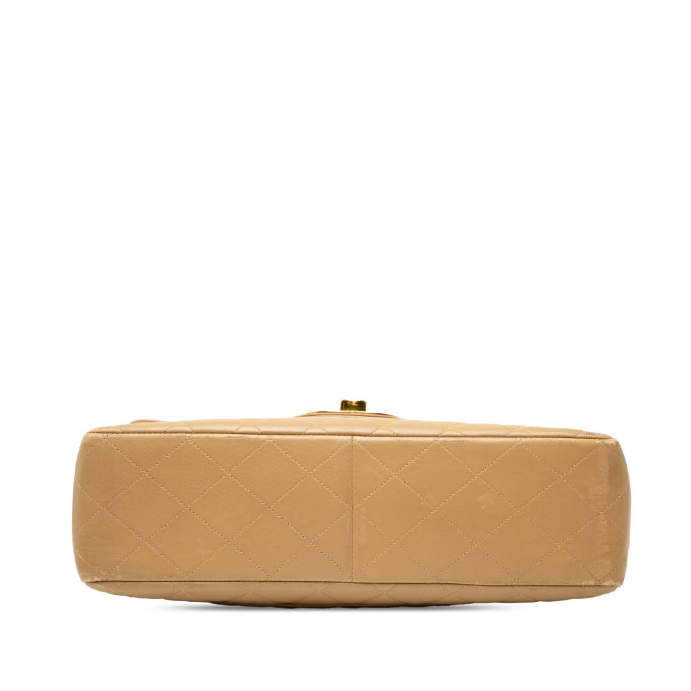 Chanel B Chanel Brown Beige Lambskin Leather Leather Jumbo XL Classic Lambskin Single Flap France