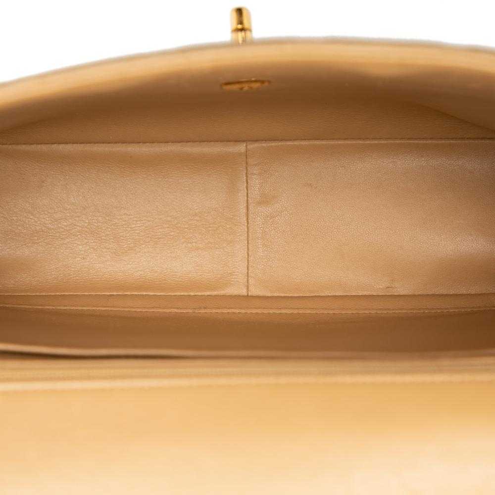 Chanel B Chanel Brown Beige Lambskin Leather Leather Jumbo XL Classic Lambskin Single Flap France