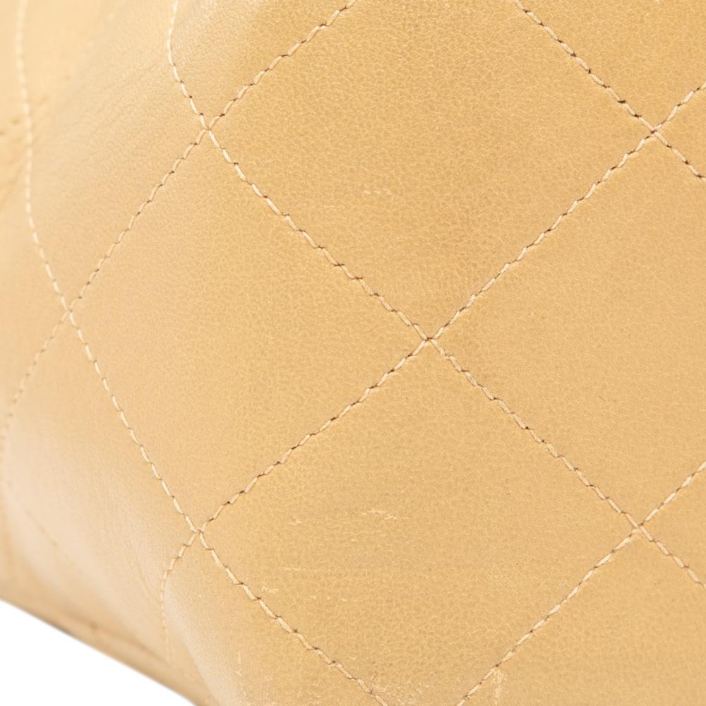 Chanel B Chanel Brown Beige Lambskin Leather Leather Jumbo XL Classic Lambskin Single Flap France