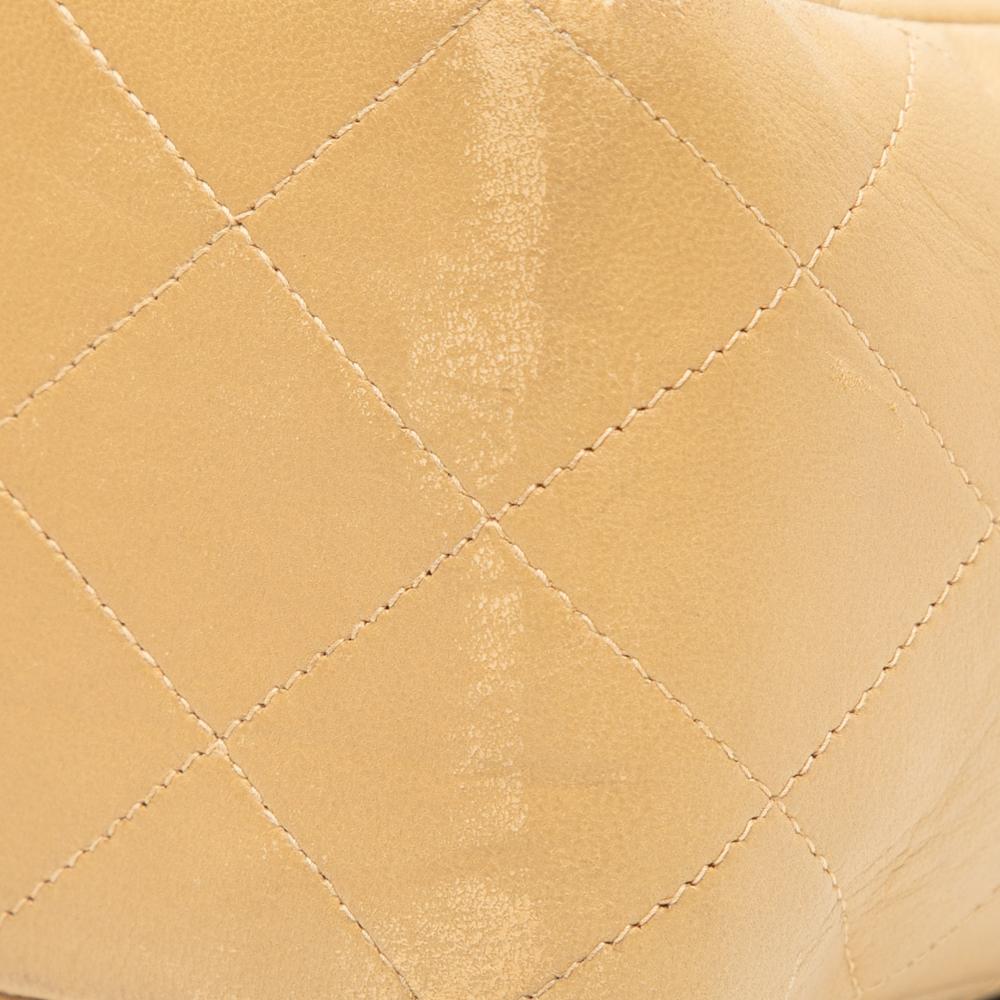 Chanel B Chanel Brown Beige Lambskin Leather Leather Jumbo XL Classic Lambskin Single Flap France