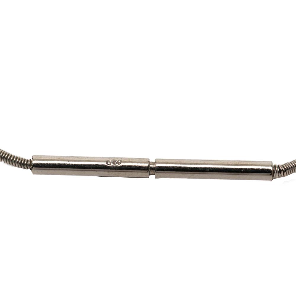 Hermès B Hermès White Ivory with Silver Enamel Other Palladium Plated Cage dH Cube Necklace France