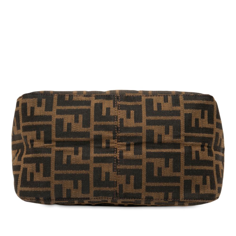 Fendi B Fendi Brown Canvas Fabric Zucca Double Flap Mamma Italy
