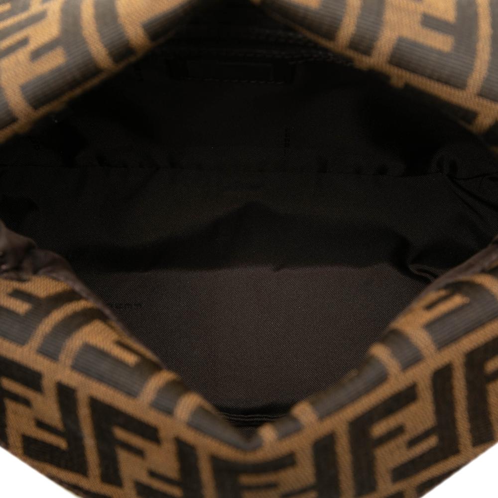 Fendi B Fendi Brown Canvas Fabric Zucca Double Flap Mamma Italy