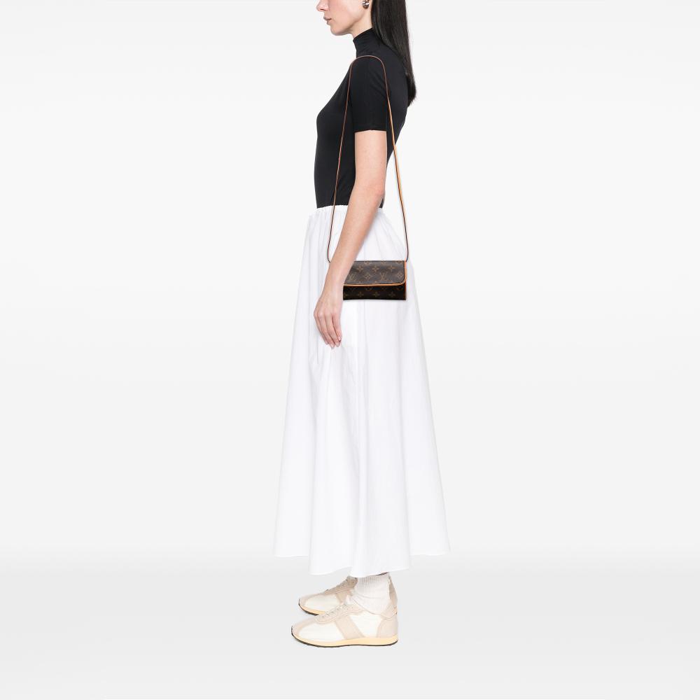 Louis Vuitton B Louis Vuitton Brown Monogram Canvas Fabric Monogram Pochette Twin PM United States