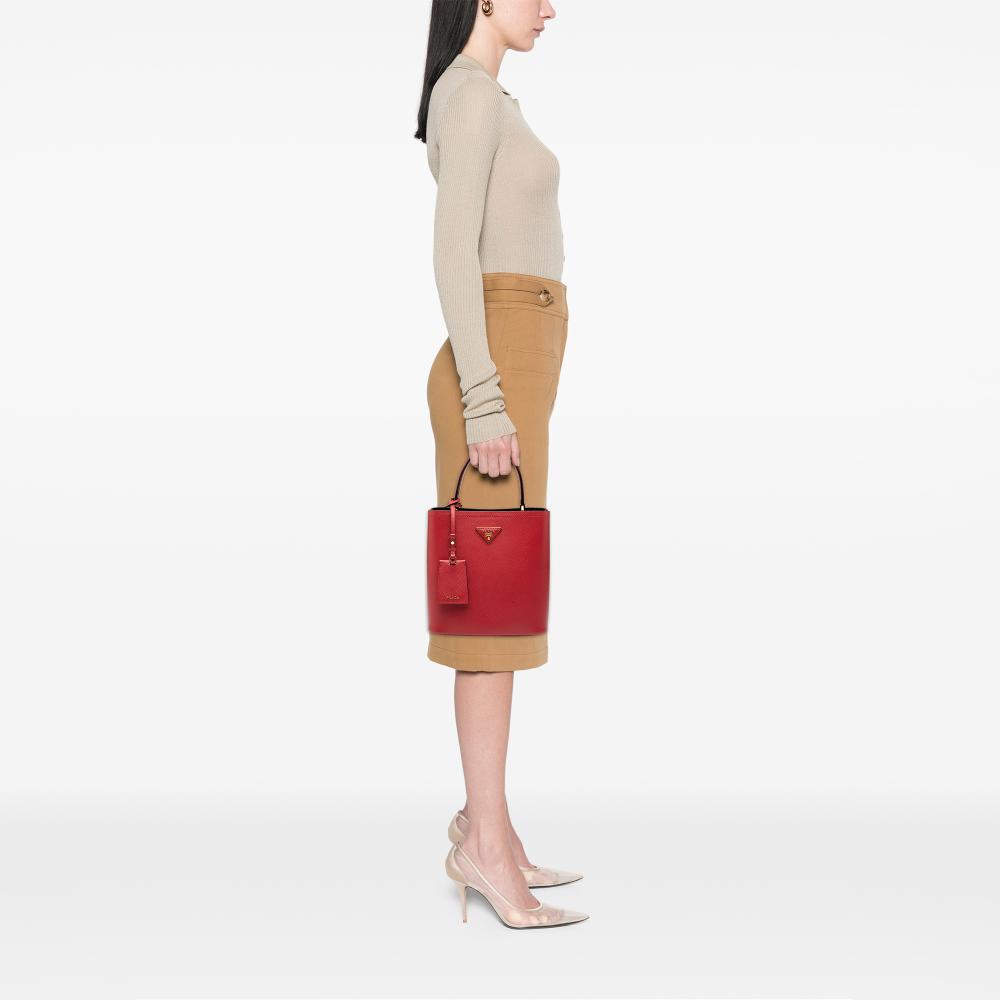 Prada AB Prada Red Saffiano Leather Medium Cuir Panier Satchel Italy