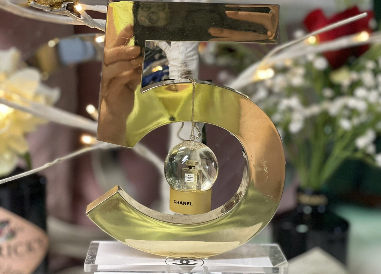 Chanel N5 Snowball Christmas Tree ornament with original Box