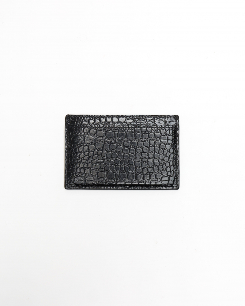 Celine Céline Logo Mock Croc Card Holder