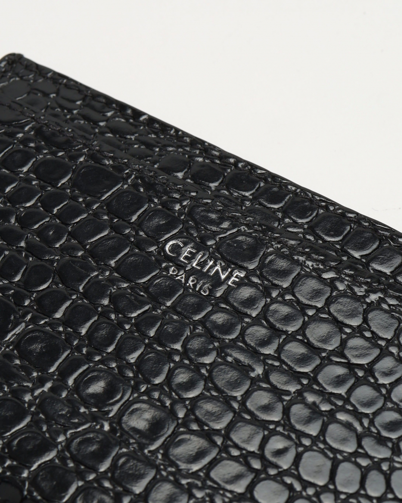 Celine Céline Logo Mock Croc Card Holder