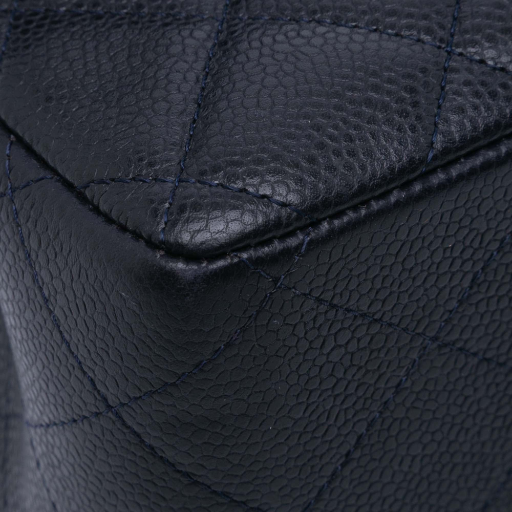 Chanel Classic Double Flap Jumbo Lambskin Leather Matelassè Handbag Blue