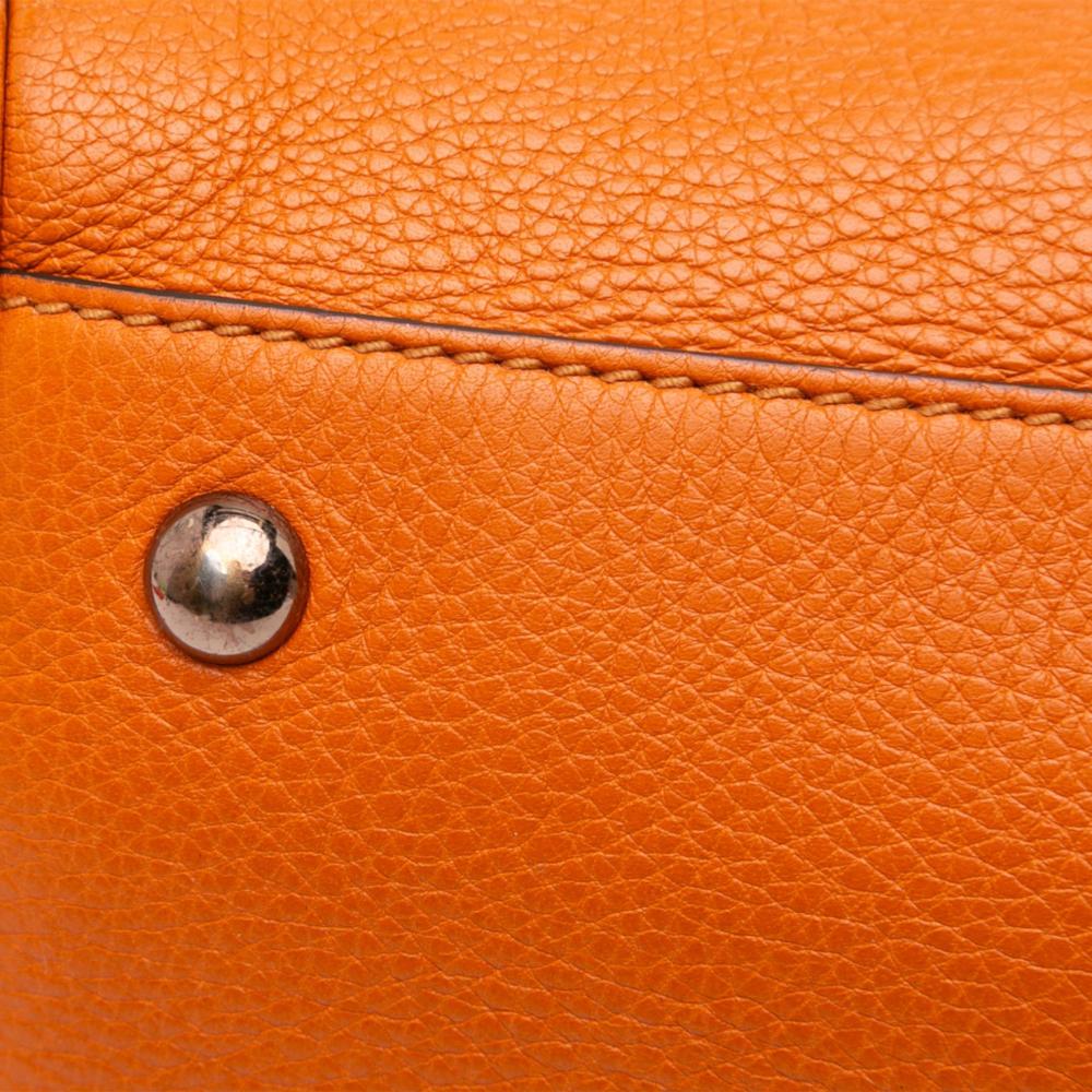 Gucci B Gucci Orange Calf Leather Medium skin Bamboo Shopper Satchel Italy