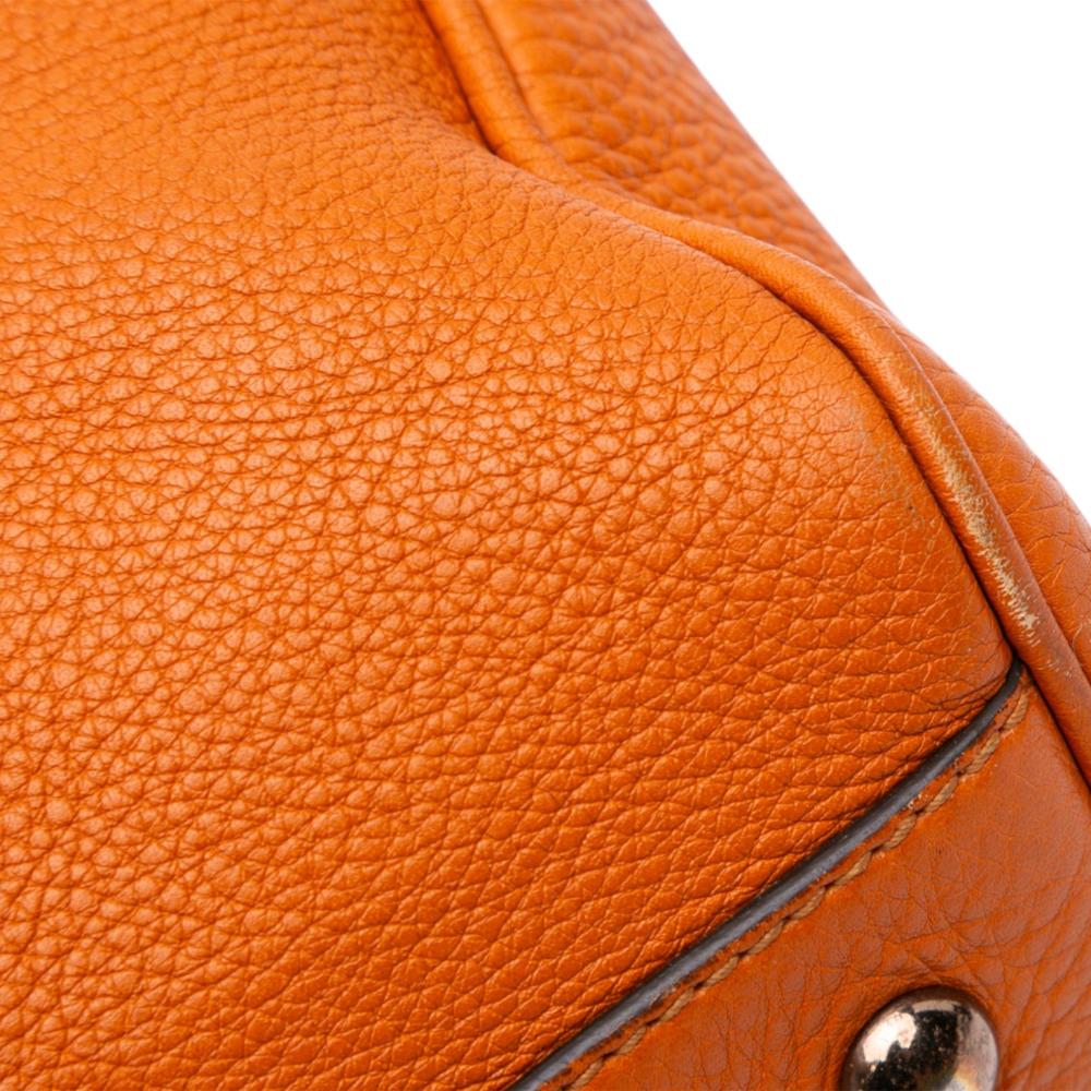 Gucci B Gucci Orange Calf Leather Medium skin Bamboo Shopper Satchel Italy