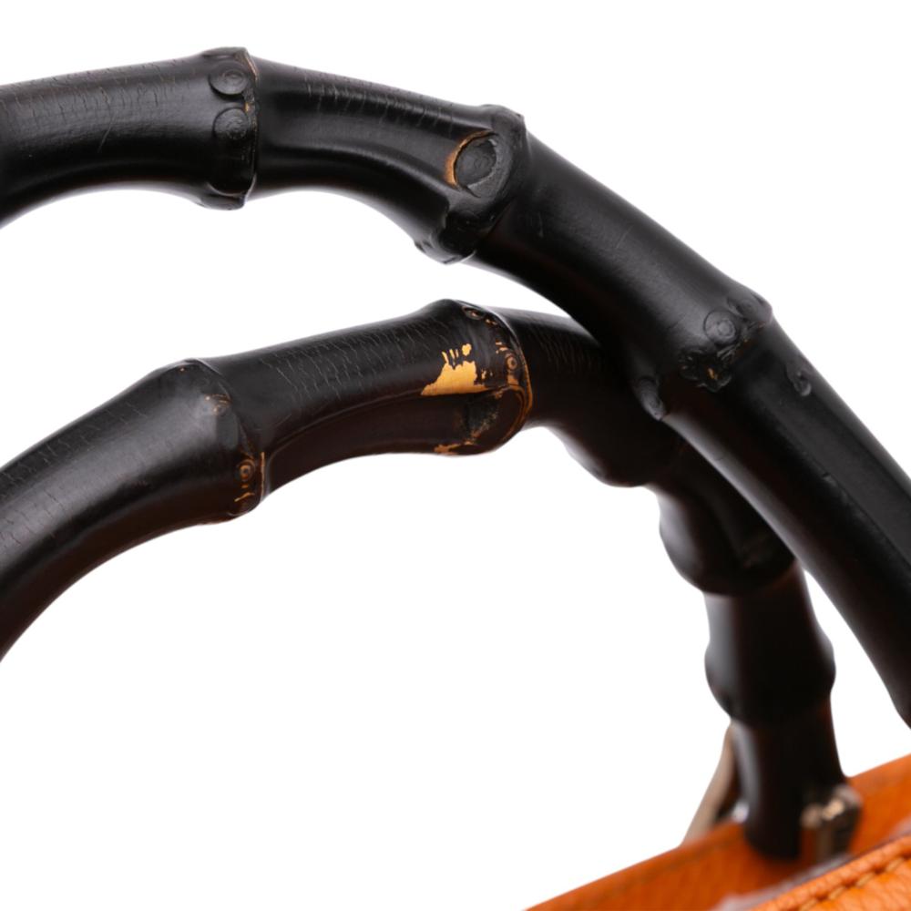 Gucci B Gucci Orange Calf Leather Medium skin Bamboo Shopper Satchel Italy