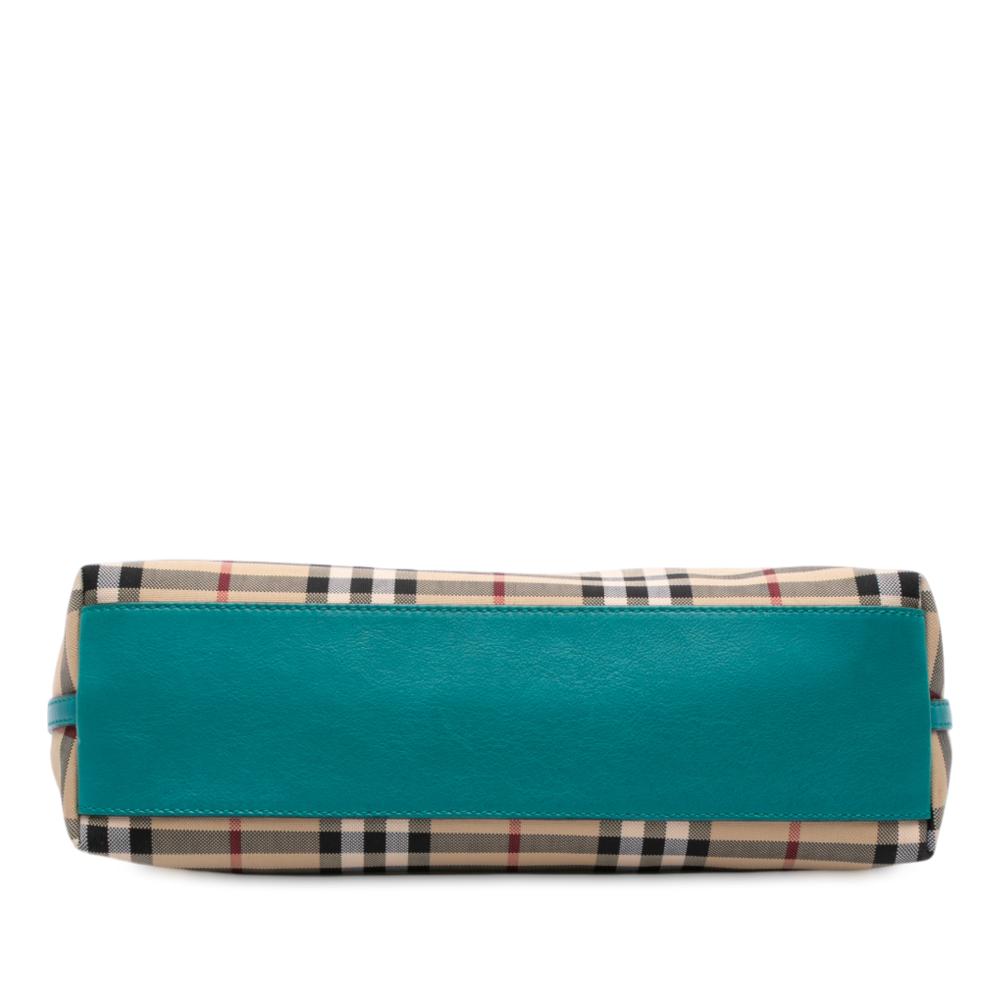 Burberry B Burberry Brown Beige Coated Canvas Fabric Haymarket Check Leah Crossbody Italy