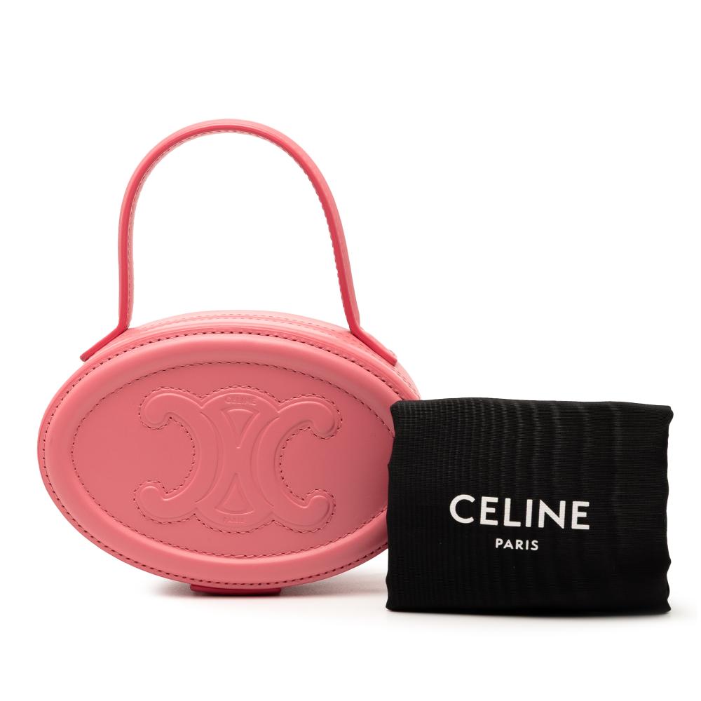 Celine AB Celine Pink Calf Leather skin Cuir Triomphe Oval Handbag Italy