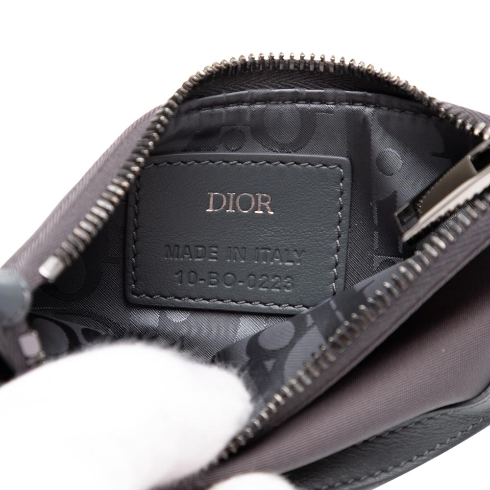Christian Dior AB Dior Gray Dark Gray Nylon Fabric Saddle Coin Pouch Italy