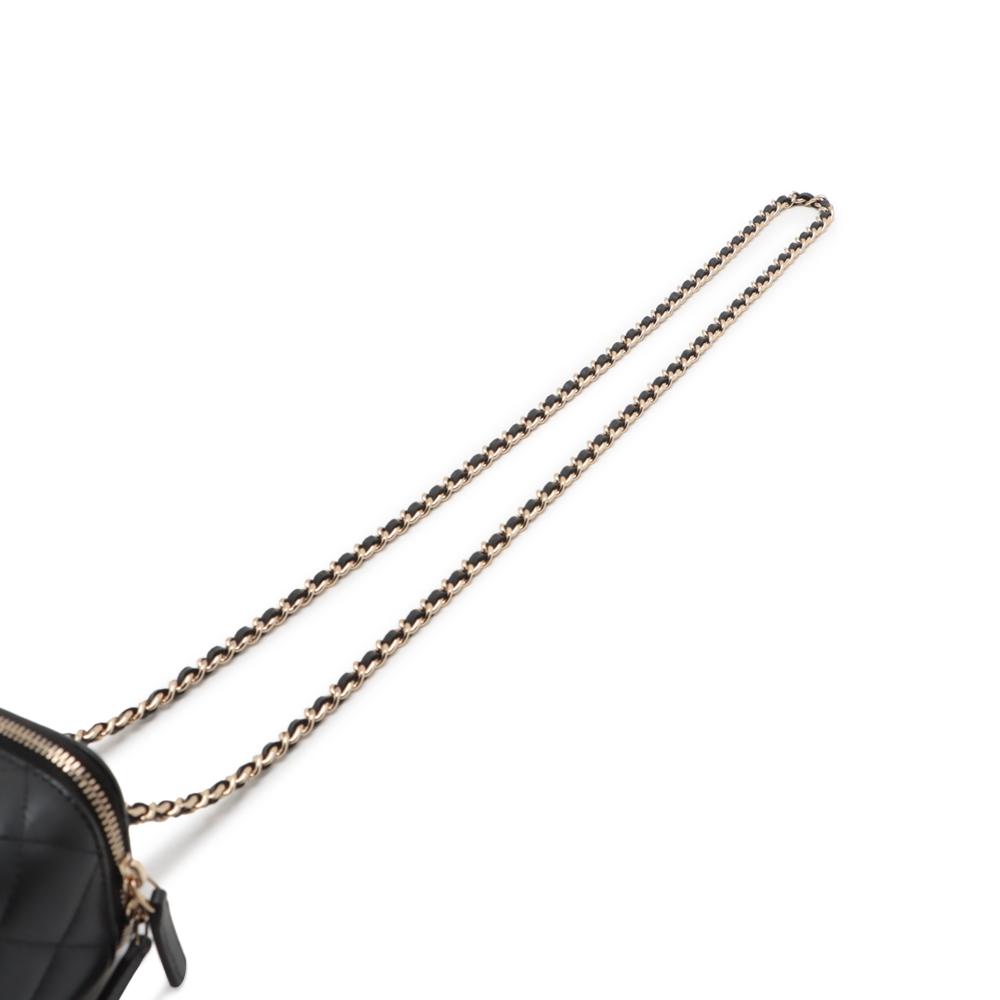 Chanel AB Chanel Black Lambskin Leather Leather Mini Lambskin Vanity Case with Chain Italy