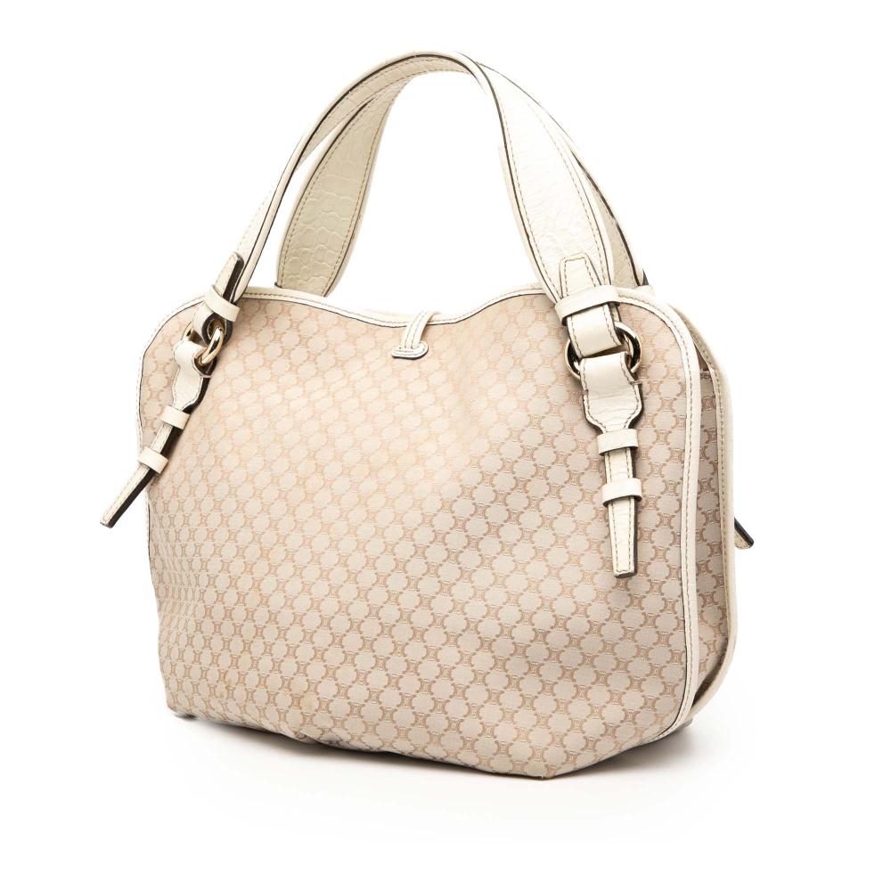 Celine B Celine Brown Beige Canvas Fabric Macadam Bittersweet Hobo China