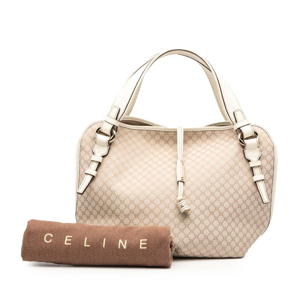 Celine B Celine Brown Beige Canvas Fabric Macadam Bittersweet Hobo China