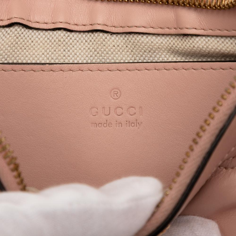 Gucci B Gucci Pink Light Pink Calf Leather Small GG Matelasse Satchel Italy