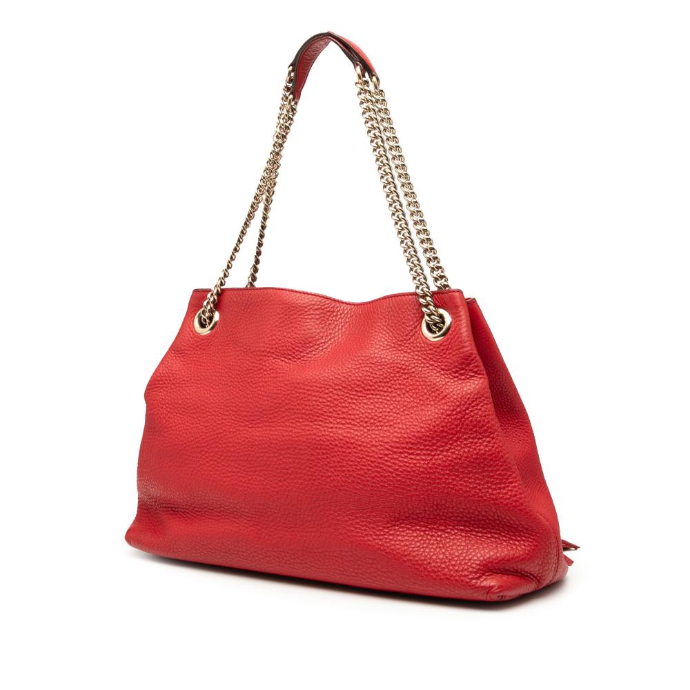 Gucci AB Gucci Red Calf Leather Medium Soho Chain Tote Italy