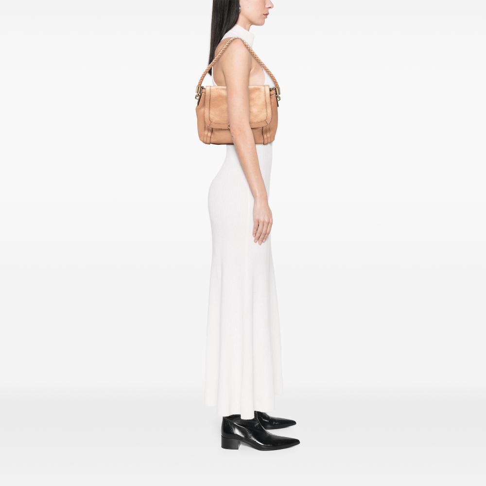 Gucci B Gucci Brown Light Brown Calf Leather Bella Satchel Italy