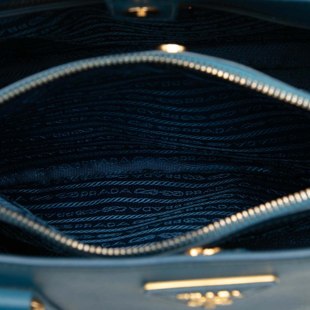 Prada B Prada Blue Saffiano Leather Medium Lux Galleria Satchel Italy