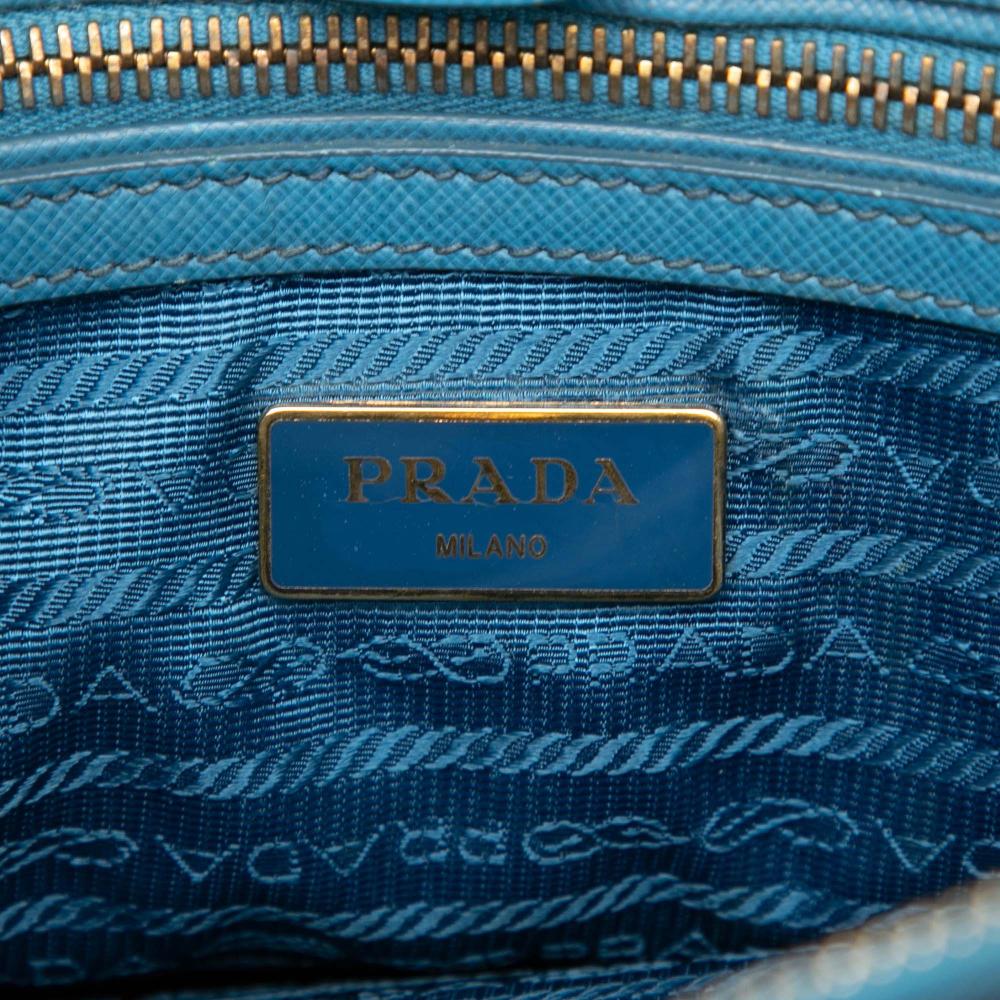 Prada B Prada Blue Saffiano Leather Medium Lux Galleria Satchel Italy
