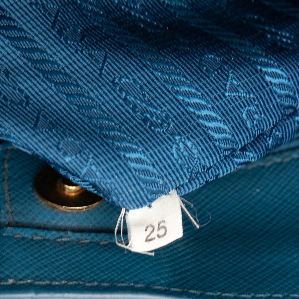 Prada B Prada Blue Saffiano Leather Medium Lux Galleria Satchel Italy