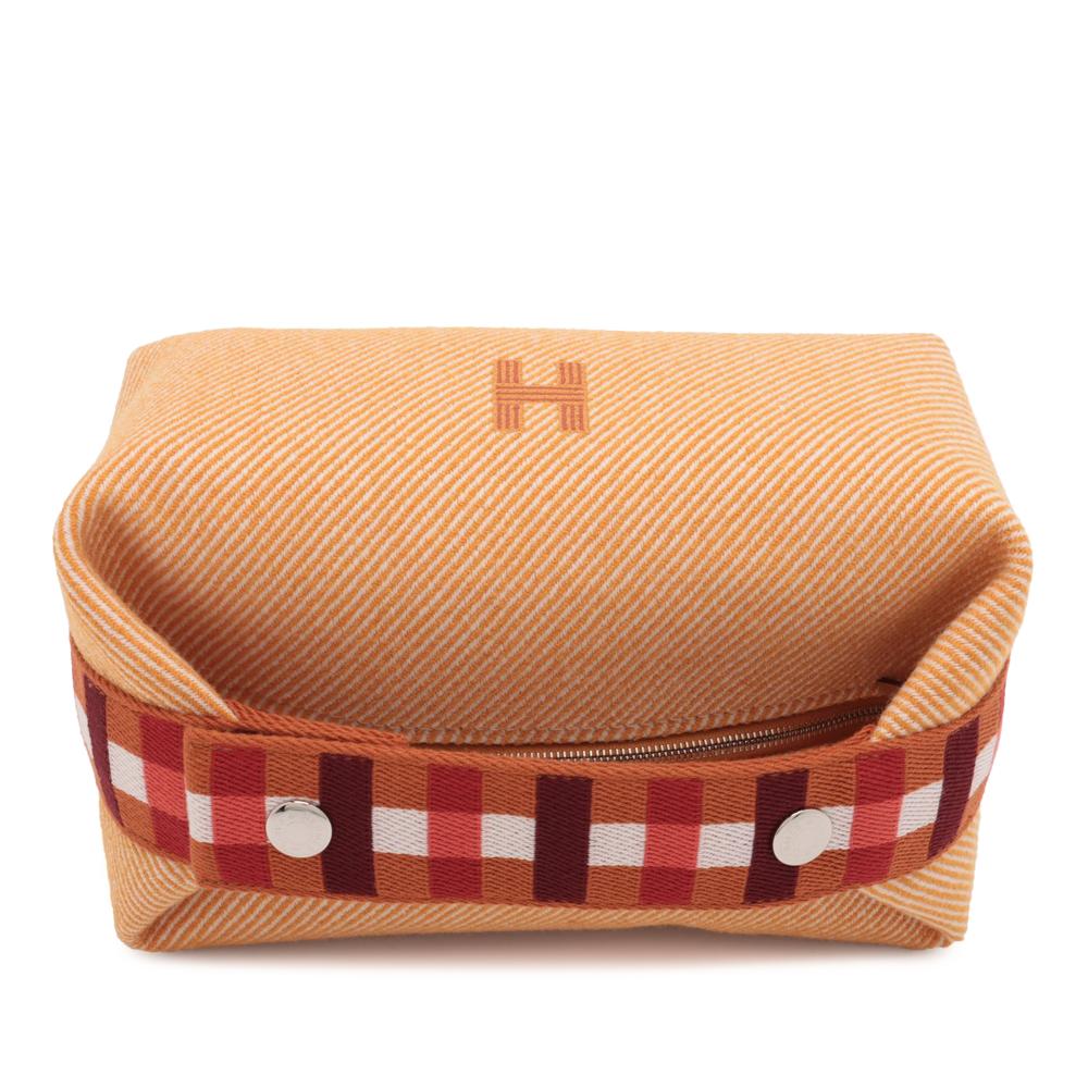 Hermès A Hermès Orange Light Orange Wool Fabric Small Bride a Brac Au Carre Case France
