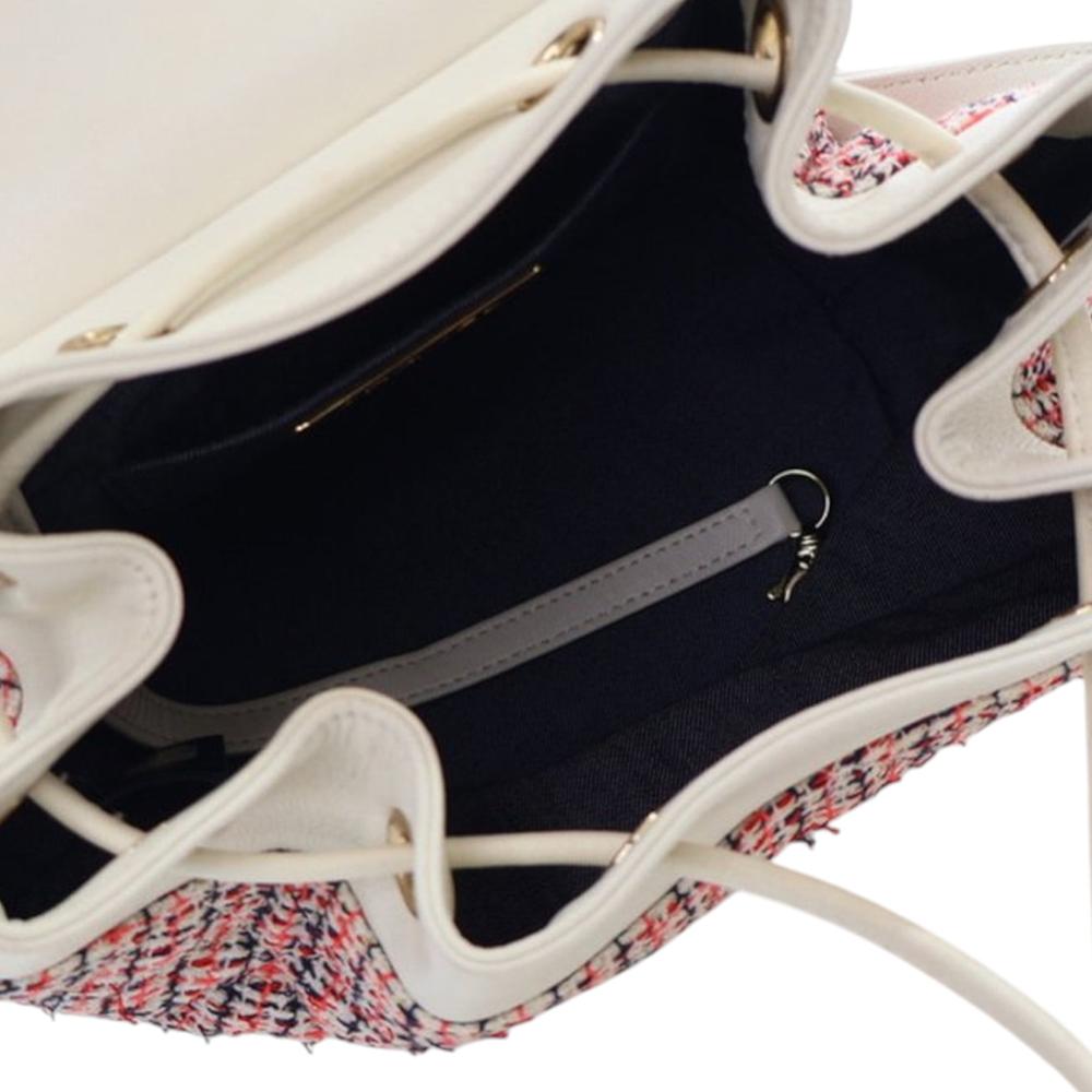 Chanel AB Chanel Red Indian Red with White Ivory Tweed Fabric and Lambskin CC Mania Backpack Italy