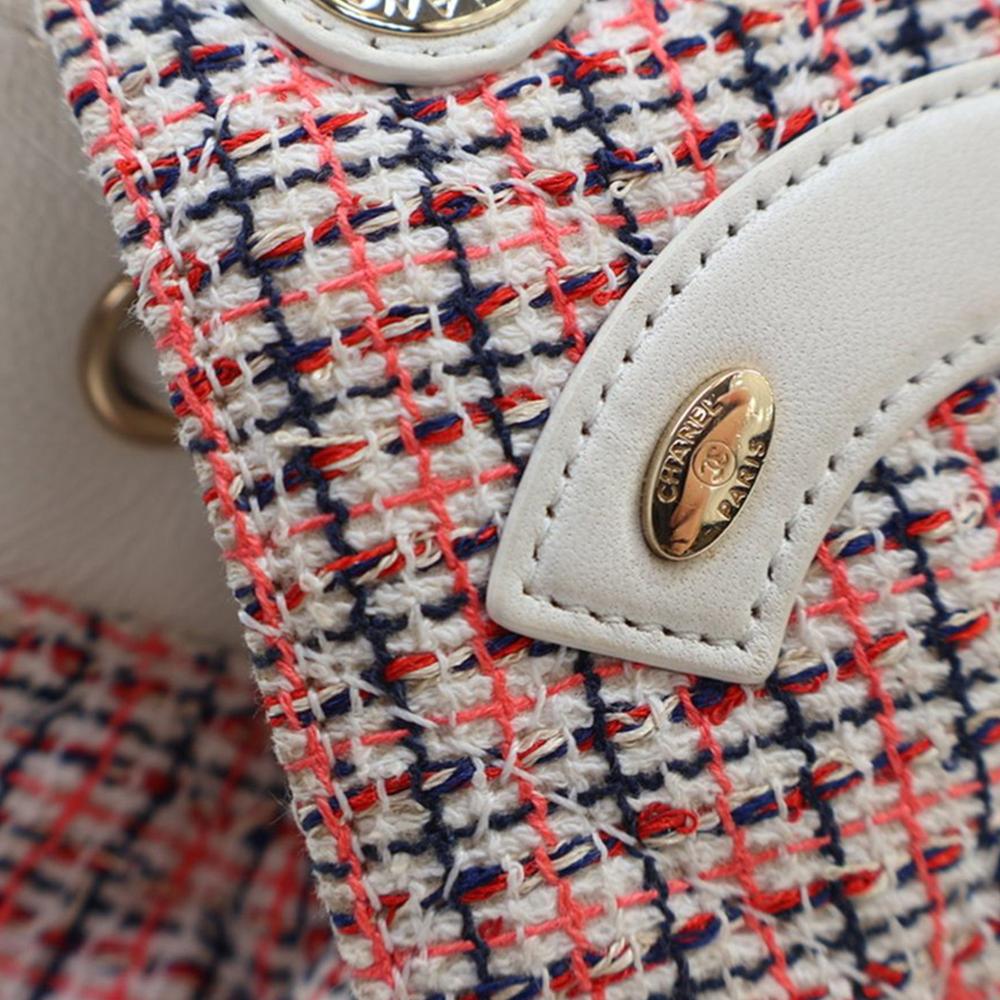 Chanel AB Chanel Red Indian Red with White Ivory Tweed Fabric and Lambskin CC Mania Backpack Italy