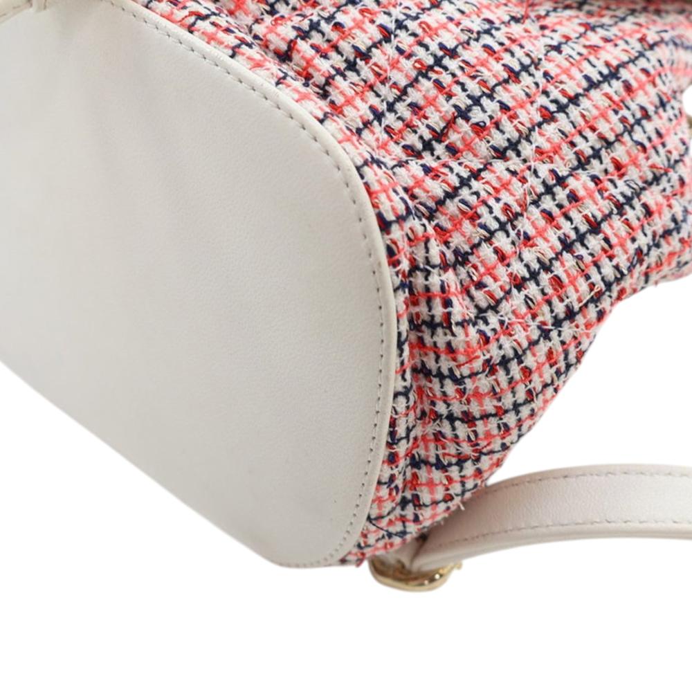Chanel AB Chanel Red Indian Red with White Ivory Tweed Fabric and Lambskin CC Mania Backpack Italy