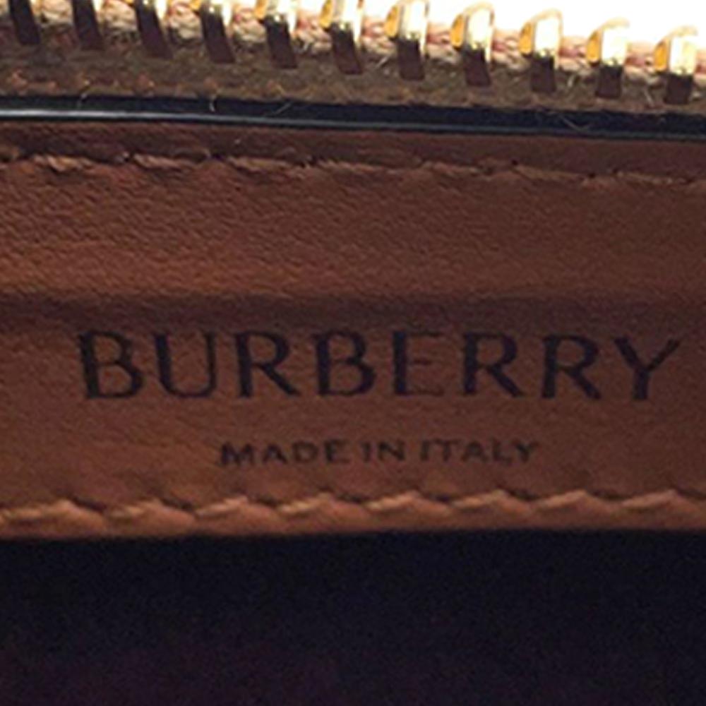 Burberry AB Burberry Brown Light Brown Coated Canvas Fabric Mini House Check Bowling Bag Italy