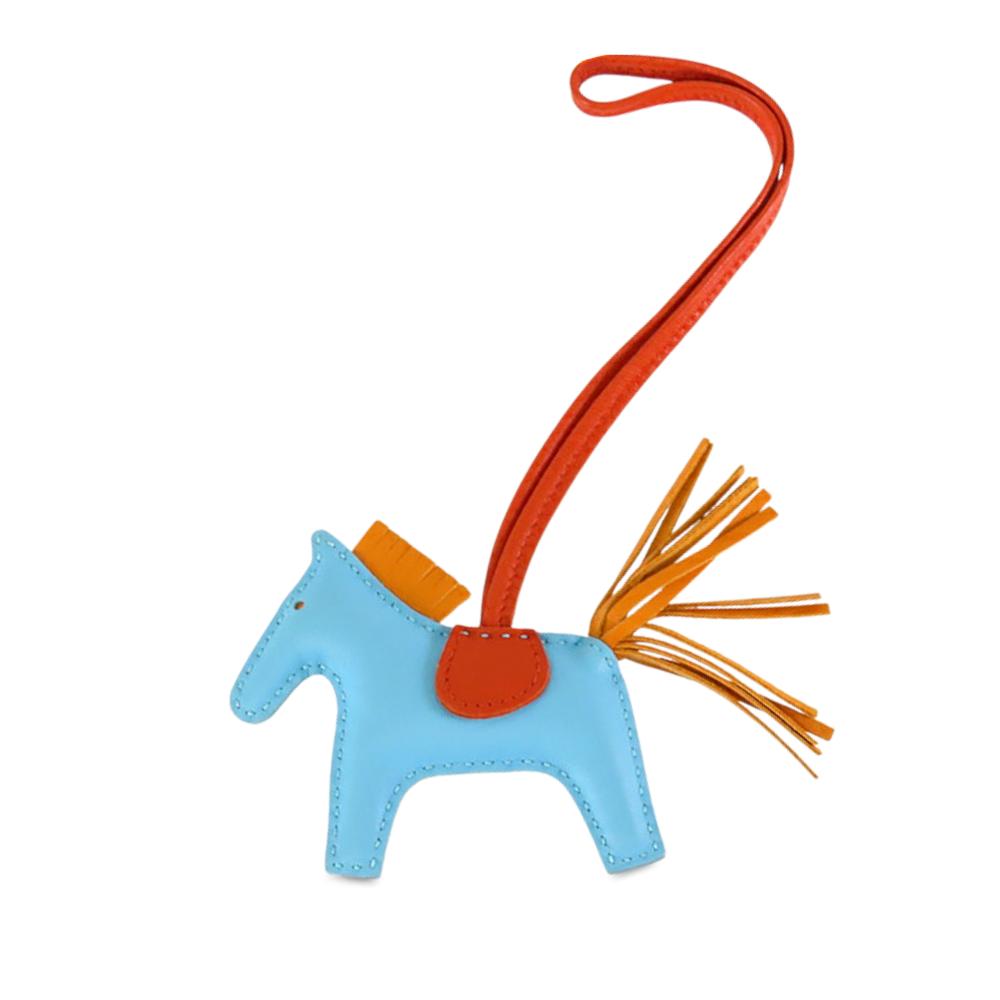 Hermès AB Hermès Blue Light Blue Calf Leather Milo Lambskin Grigri Rodeo Horse Bag Charm PM France