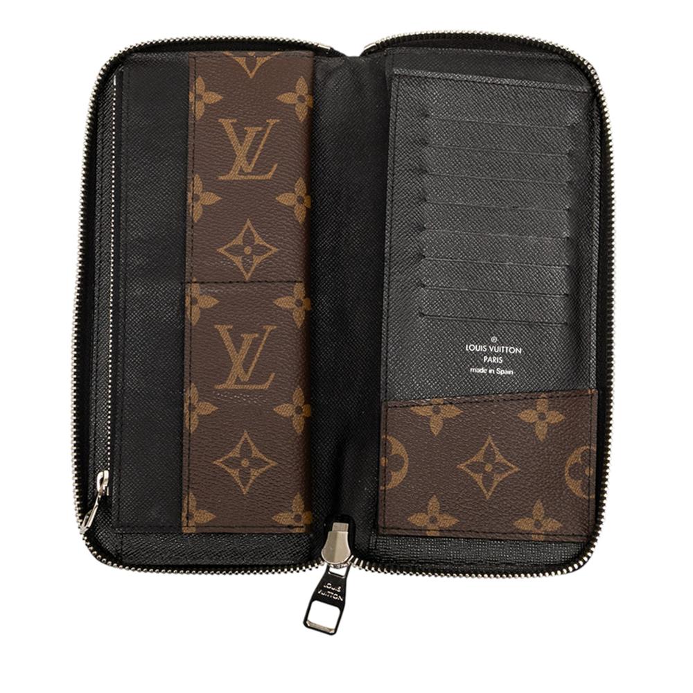 Louis Vuitton B Louis Vuitton Brown Monogram Canvas Fabric Monogram Macassar Vertical Zippy Wallet Spain