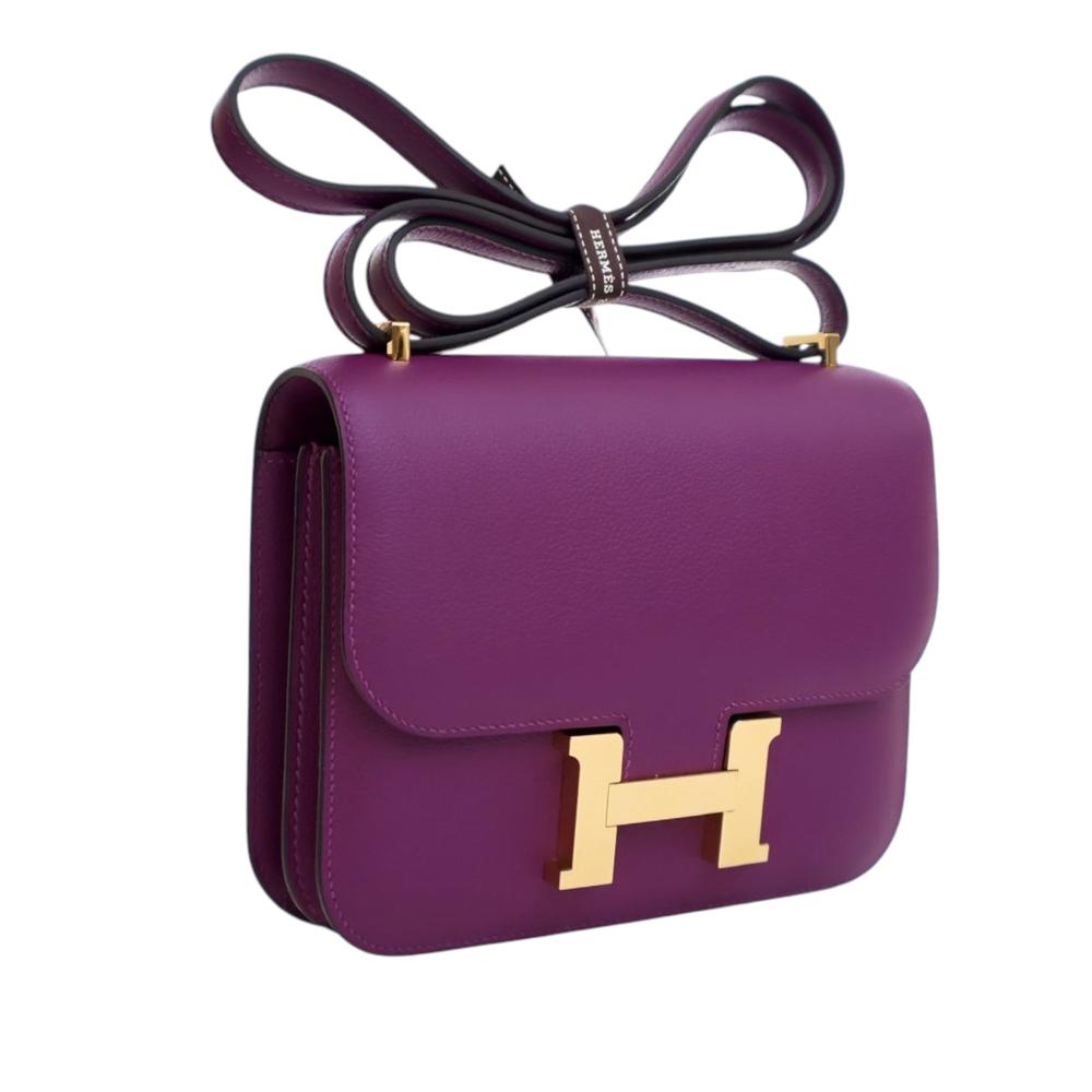 Hermès AB Hermès Purple Violet Calf Leather Mini Evercolor Constance 18 France