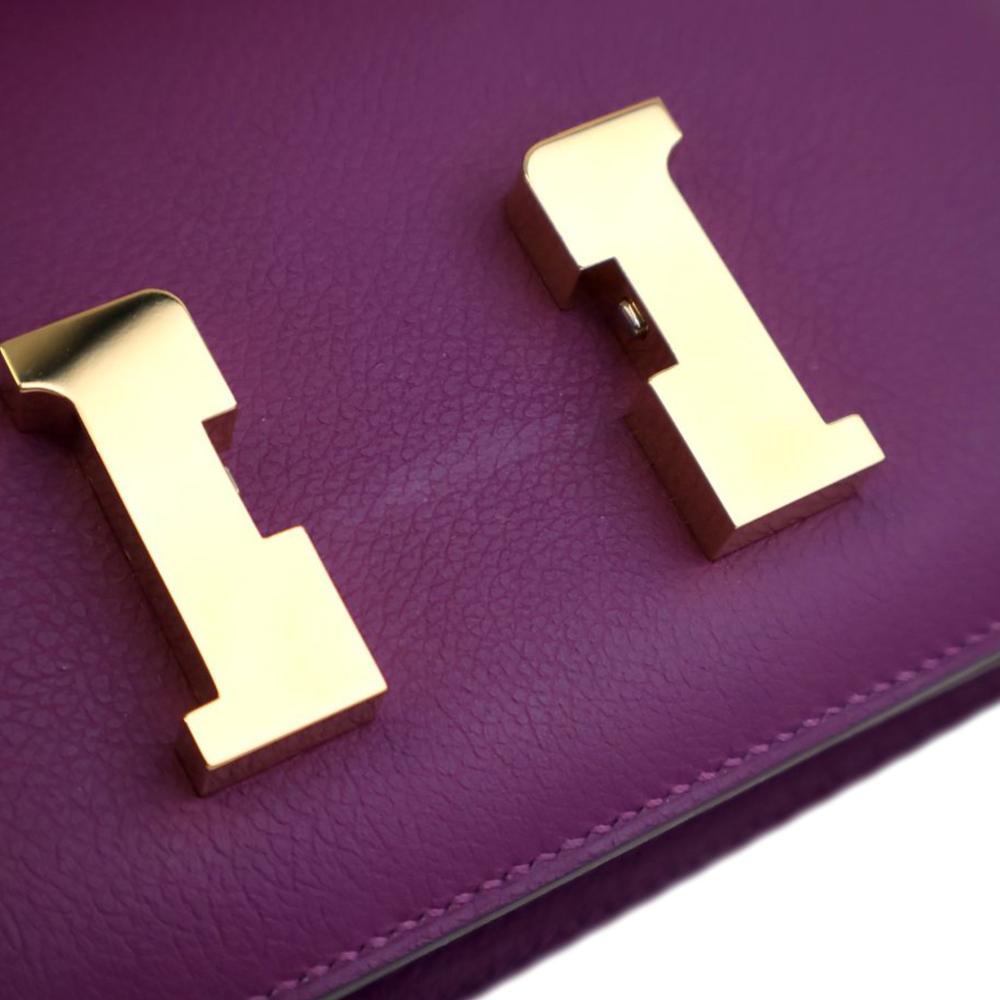 Hermès AB Hermès Purple Violet Calf Leather Mini Evercolor Constance 18 France