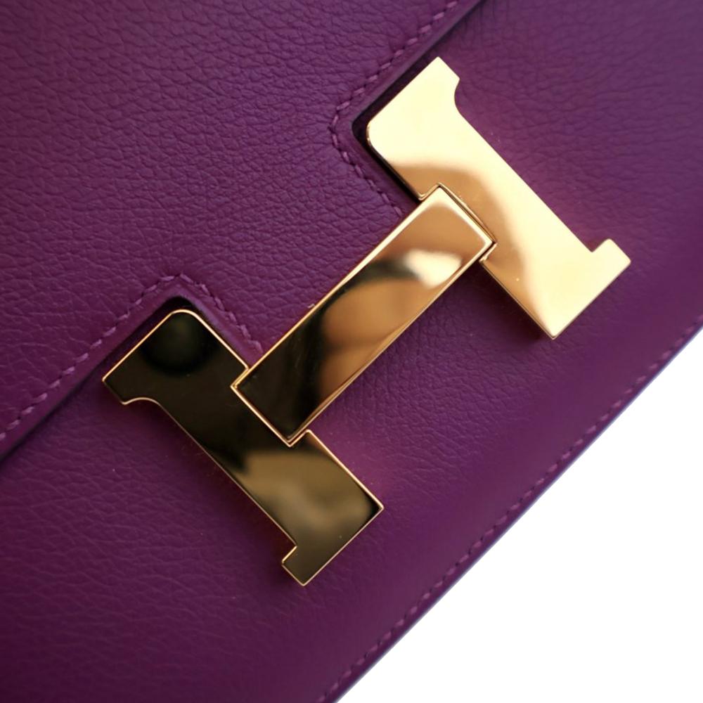 Hermès AB Hermès Purple Violet Calf Leather Mini Evercolor Constance 18 France
