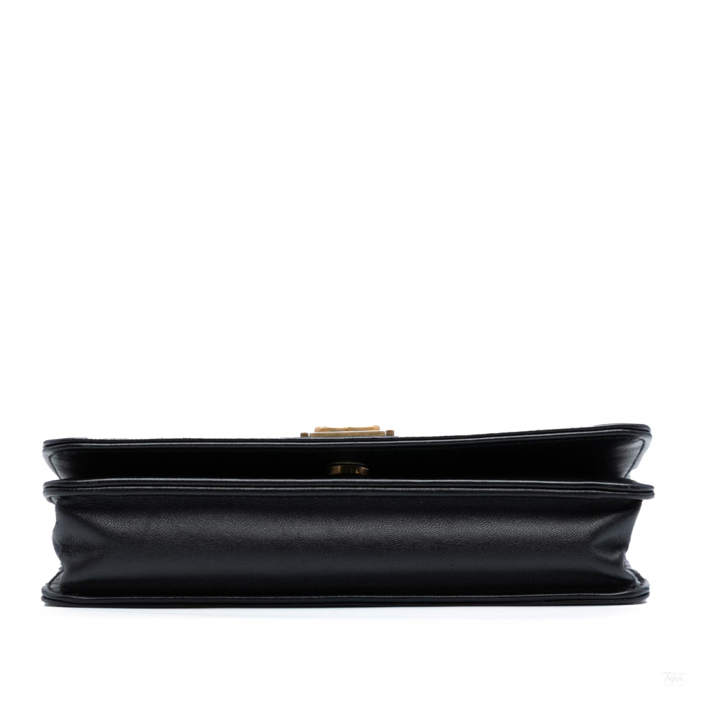 Chanel Boy Lambskin Leather Chevron Wallet on Chain Crossbody Black