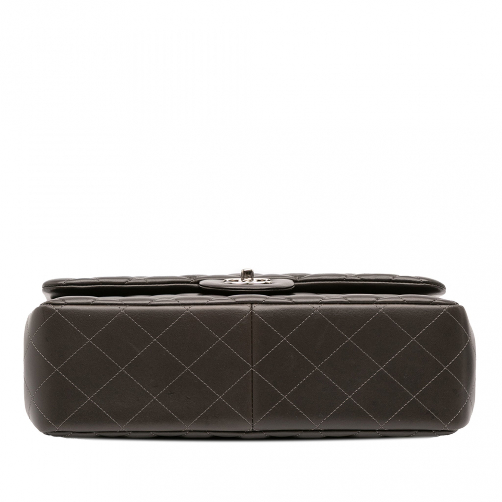 Chanel Classic Double Flap Jumbo Lambskin Leather Matelassè Handbag Grey