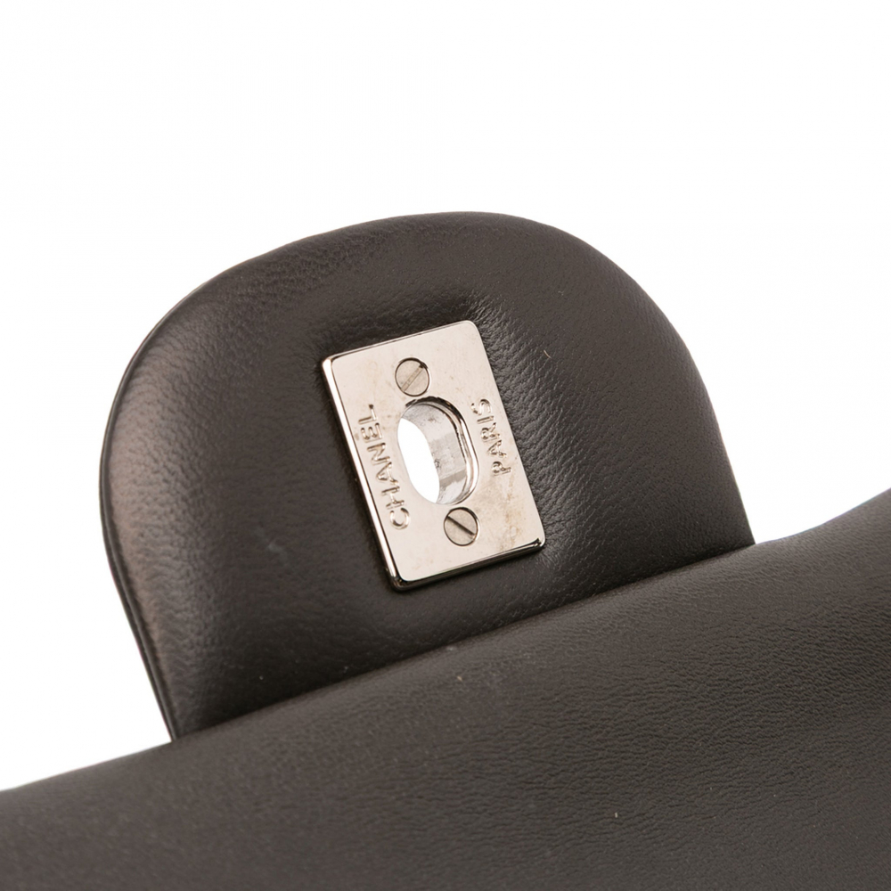 Chanel Classic Double Flap Jumbo Lambskin Leather Matelassè Handbag Grey