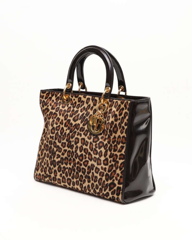 Christian Dior Large Leopard Lady Dior Bag