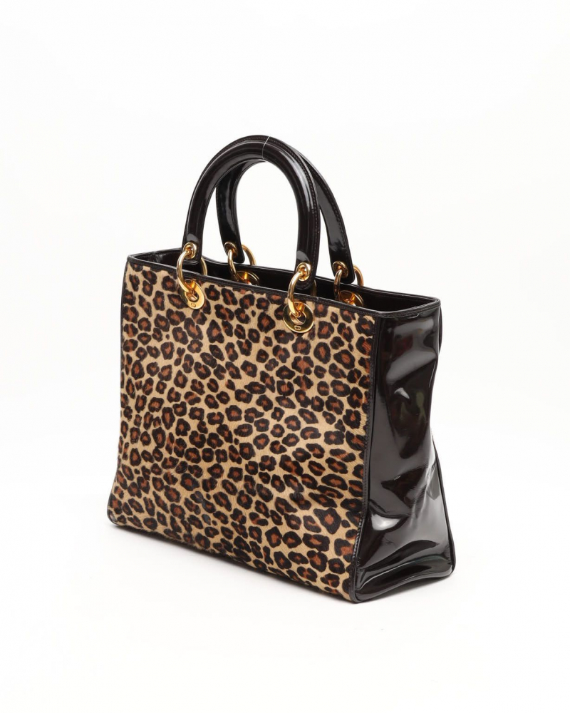 Christian Dior Large Leopard Lady Dior Bag