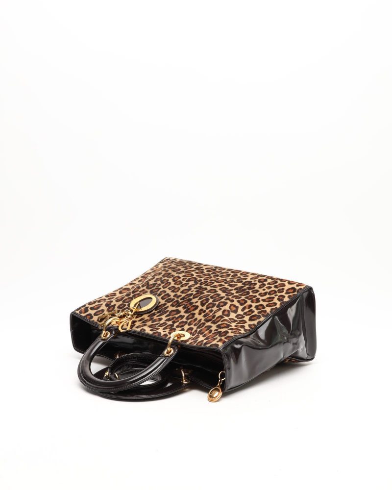 Christian Dior Large Leopard Lady Dior Bag
