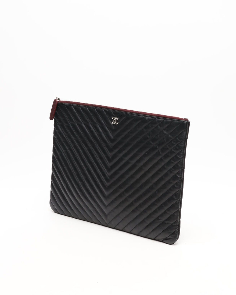 Chanel Chevron Quilted Clutch Bag